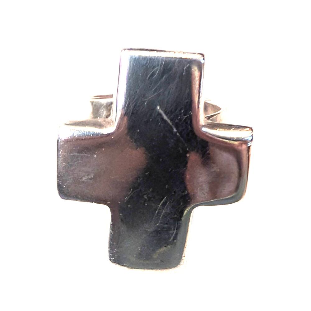 925 Thailand Sterling Silver Cross Ring Adjustable Size 7.5 11g - Picture 6 of 10